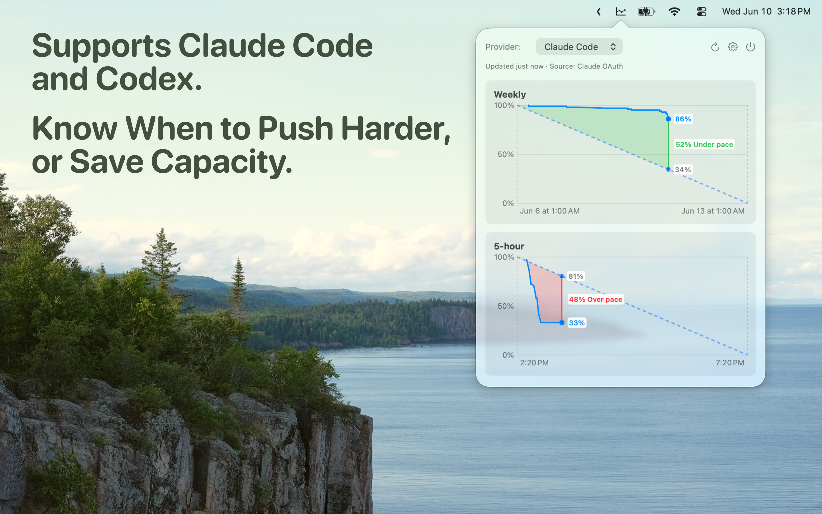 AgentPace provider selection and usage pace interface